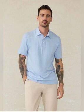 Faherty Men’s Movement Polo Shirt Blue XL Spring Summer Office Clasic Preppy